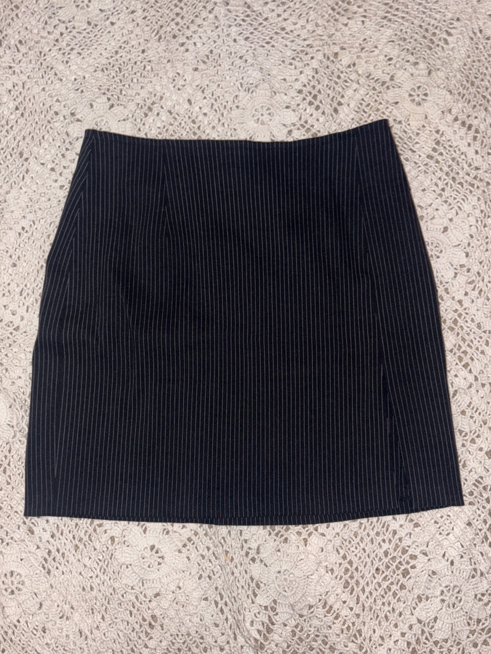 Pinstripe Black Mini Skirt - Sleek Professional Look